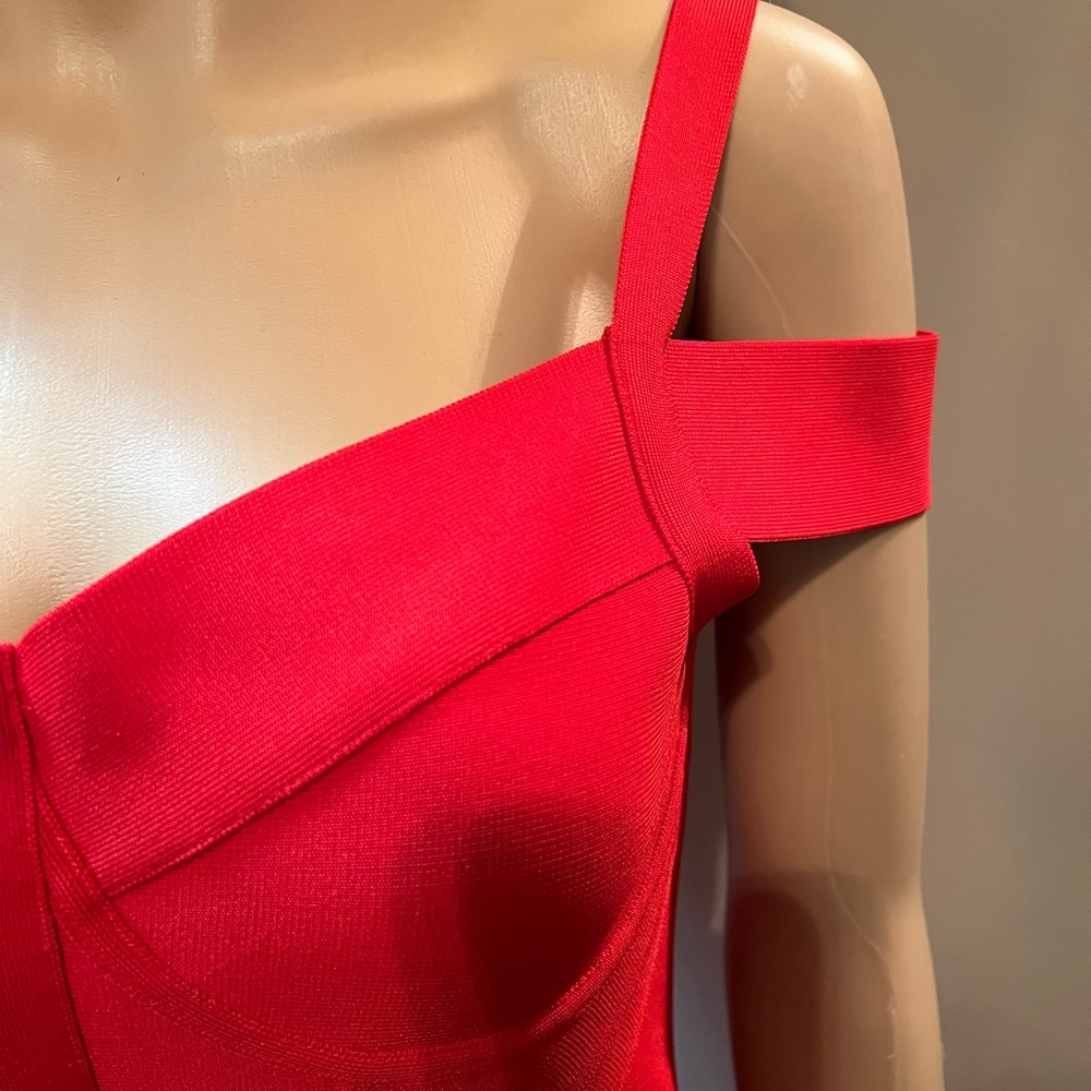 NWOT ADYCE Off Shoulder Bodycon Bandage Red Dress - Picture 7 of 13
